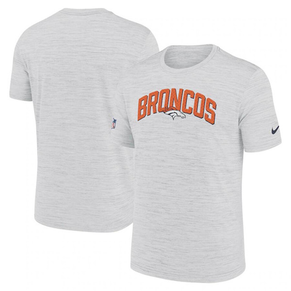 Men's Denver Broncos White Sideline Velocity Stack Performance T-Shirt
